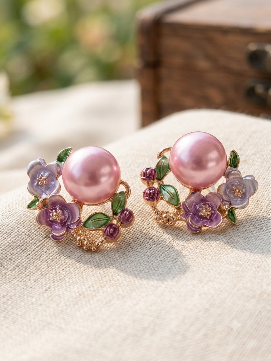 Pink pearl with Korean flower design